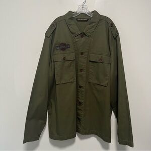 Harley Davidson Herringbone Military Field Utility Shirt Jacket Green 3XL